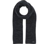 bugatti Herren Schal mit Rippenmuster - 26 x 170 cm - Winterschal in Wollmischung Denim