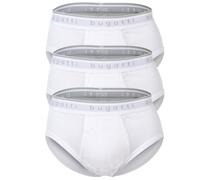 bugatti Herren Slips, 3er Pack - Feinripp, Eingriff, Baumwolle, einfarbig Weiß L