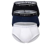 Boxershorts BUGATTI "Slip 3er Pack", Herren, Gr. XXL, bunt (weiß, schwarz, blau), Obermaterial: 100% Baumwolle CO., Unterhosen (51550052-XXL) weiß, schwarz, blau