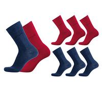 bugatti Herren Socken 6er Pack uni basic Farben rot, indigo melange, Size:43-46, Farben:red/ind