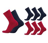 bugatti Herren Socken 6er Pack uni basic Farben rot, indigo melange, Size:47-50, Farben:red/nav