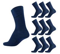 bugatti Herren Socken 9er Pack - Größe 43-46, Farbe Indigo - Atmungsaktive Baumwollmischung, Bequeme & Verstärkte Ferse & Spitze
