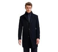 Kurzmantel BUGATTI "Flexcity Stretch", Herren, Gr. 58, 390, marine, 69% Polyester, 29% Viskose, 2% Elasthan, unifarben, normal, normaler Saum, Mäntel, mit Westen-Einsatz und Kunstfellkragen (90495653-