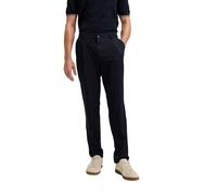 Bundfaltenhose BUGATTI "Tapered Fit", Herren, Gr. 34, Länge 34, blau (380, marine), 88% Polyamid, 12% Elasthan, unifarben, gerade, unten schmal, Hosen, mit Flexcity Performance Stretch (68310462-34) 3
