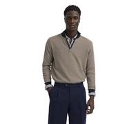 Troyer BUGATTI "Regular Fit", Herren, Gr. M, 390, marine, Strick, 100% Baumwolle, Strukturmuster, regular fit, ohne Ausschnitt, Pullover Troyer, mit drei-farbiger Struktur (43589924-M) 390, marine