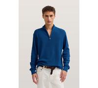 Troyer BUGATTI "Regular Fit", Herren, Gr. XL, blau (370, marine), Strick, 100% Baumwolle, unifarben, regular fit, ohne Ausschnitt, Pullover Troyer, aus reiner Baumwolle (85194406-XL) 370, marine