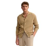 Strickjacke BUGATTI "Regular Fit", Herren, Gr. L, 40, beige, Rippstrick, 100% Baumwolle, unifarben, regular fit, Strickjacken Strickjacke, geknöpft mit Polokragen (36780564-L) 40, beige