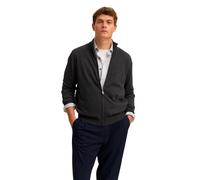 Strickjacke BUGATTI "Regular Fit", Herren, Gr. L, 280, dunkelgrau, Strick, 100% Baumwolle, unifarben, regular fit, ohne Ausschnitt, Rippbündchen, Strickjacken Strickjacke, aus Baumwolle mit Stehkragen