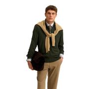 Strickjacke BUGATTI "Regular Fit", Herren, Gr. L, 190, oliv, Strick, 100% Baumwolle, unifarben, regular fit, ohne Ausschnitt, Rippbündchen, Strickjacken Strickjacke, aus Baumwolle mit Stehkragen (5993
