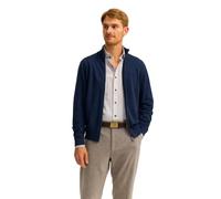 Strickjacke BUGATTI "Regular Fit", Herren, Gr. L, 370, marine, Strick, 100% Baumwolle, unifarben, regular fit, ohne Ausschnitt, Rippbündchen, Strickjacken Strickjacke, aus Baumwolle mit Stehkragen (17