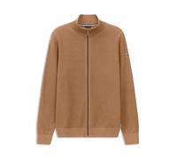 Strickjacke BUGATTI "Basic Essential", Herren, Gr. M, beige (60, taupe), 100% Baumwolle, unifarben, regular fit, ohne Ausschnitt, Rippbündchen, Strickjacken Strickjacke, mit Reißverschluss (73702313-M