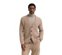 Cardigan BUGATTI "Regular Fit", Herren, Gr. M, 30, beige, Strick, 47% Polyacryl, 21% Polyamid, 16% Alpaka, 16% Wolle, Flechtoptik, regular fit, V-Ausschnitt, Rippbündchen, Strickjacken, mit V-Ausschni