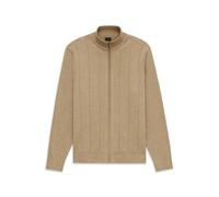 Strickjacke BUGATTI "Regular Fit", Herren, Gr. XL, beige (40, beige), Rippstrick, 100% Baumwolle, unifarben, regular fit, ohne Ausschnitt, Strickjacken Strickjacke, mit Streifen in 3D-Optik (57362832-