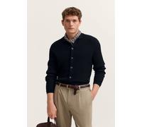 Strickjacke BUGATTI "Regular Fit", Herren, Gr. XXL, schwarz (390, marine), Rippstrick, 100% Baumwolle, unifarben, regular fit, Strickjacken Strickjacke, geknöpft mit Polokragen (19786934-XXL) 390, mar