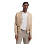 Cardigan BUGATTI "Modern Fit", Herren, Gr. L, 30, beige, Strick, 95% Baumwolle, 5% Kaschmir, unifarben, casual, normal, V-Ausschnitt, Langarm Rippbündchen, Strickjacken, mit V-Ausschnitt aus Baumwolle