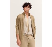 Strickjacke BUGATTI "Regular Fit", Herren, Gr. XL, beige (40, beige), Rippstrick, 100% Baumwolle, unifarben, regular fit, ohne Ausschnitt, Strickjacken Strickjacke, mit Streifen in 3D-Optik (57362832-
