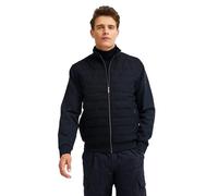 Sweatjacke BUGATTI "Regular Fit", Damen, Gr. 3XL, blau (390, marine), Sweatware, 76% Baumwolle, 18% Polyester, 6% Elasthan, unifarben, regular fit, ohne Ausschnitt, Rippbündchen, Sweatjacken Sweatjack