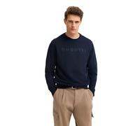 Sweatshirt BUGATTI "3D-Logo-Print", Herren, Gr. 4XL, 390, marine, Sweatware, 87% Baumwolle, 13% Polyester, unifarben, normal, Rundhals, Rippbündchen, Sweatshirts Sweatshirt, im Modern Fit aus einem Ba