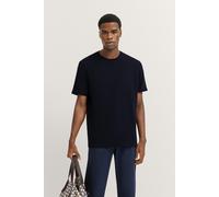 T-Shirt BUGATTI, Herren, Gr. L, blau (390, marine), 100% Baumwolle, unifarben, normal, Rundhals, gerader Abschluss, Shirts T-Shirt, mit Print (69322127-L) 390, marine