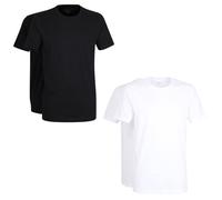 bugatti Herren T-Shirt - Unterhemd, Rundhals oder V, Slim fit, Vorteilspack Rundhals-Ausschnitt Schwarz 2XL 2er Pack (1x2P)