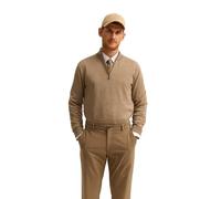 Troyer BUGATTI "Regular Fit", Herren, Gr. L, 50, beige, Sweatware, 100% Baumwolle, unifarben, regular fit, ohne Ausschnitt, Rippbündchen, Pullover, aus Baumwolle mit Reißverschluss (76240362-L) 50, be