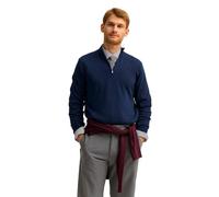Troyer BUGATTI "Regular Fit", Herren, Gr. XXL, 370, marine, Sweatware, 100% Baumwolle, unifarben, regular fit, ohne Ausschnitt, Rippbündchen, Pullover, aus Baumwolle mit Reißverschluss (78401124-XXL)