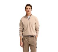 Troyer BUGATTI "Modern Fit", Herren, Gr. XL, 40, beige, Sweatware, 90% Baumwolle, 5% Polyester, 5% Elasthan, unifarben, Casual, normal, ohne Ausschnitt, Rippbündchen, Pullover, kurzer Reißverschluss,