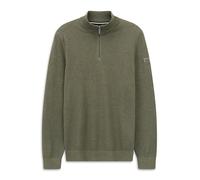 Troyer BUGATTI "Basic Essential", Damen, Gr. M, 180, oliv, Sweatware, 100% Baumwolle, unifarben, regular fit, ohne Ausschnitt, Rippbündchen, Pullover Troyer, aus reiner Baumwolle (84940946-M)