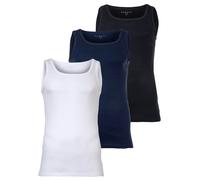 bugatti Herren Unterhemden, 3er Pack - Feinripp, Baumwolle, einfarbig Schwarz/Blau/Weiß XL