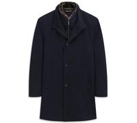 Kurzmantel BUGATTI "Flexcity Stretch", Herren, Gr. 54, 390, marine, 69% Polyester, 29% Viskose, 2% Elasthan, unifarben, normal, normaler Saum, Mäntel, mit Westen-Einsatz und Kunstfellkragen (90495653-