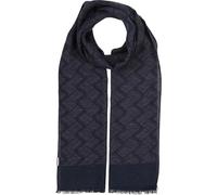 bugatti Herrenschal geometrisches Muster | Baumwolle Hanf Cupro sommerlich | 45 x 190 cm Navy