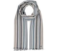 bugatti Herrenschal leicht für Sommer | gestreift mit Fransen | Viskose-Baumwolle | 80 x 204 cm Silver