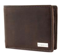 bugatti Hunter RFID Coin Wallet with Flap Metal Logo 8CC Brown