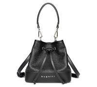 bugatti Isa Beuteltasche S für Damen, kleine Tasche in Raffia-Optik aus Kunstleder, schwarz