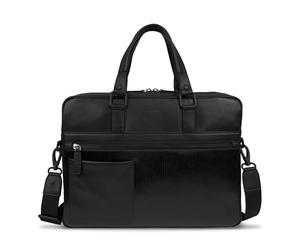 bugatti Joel große Aktentasche aus Leder, Businesstasche mit Laptopfach 17", schwarz