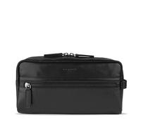 Bugatti Fashion Kulturtasche Joel – Leder mit Plissee-Struktur, leicht glänzend, Schwarz