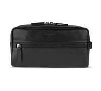 Bugatti Fashion Kulturtasche Joel – Leder mit Plissee-Struktur, leicht glänzend, Schwarz