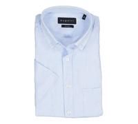 bugatti Kurzarmhemd Herren Regular Fit Kurzarm Leinen blau, M