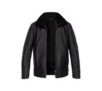 bugatti Lammfelljacke Herren Umlegekragen schwarz, 50 (M)