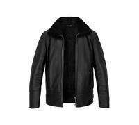 bugatti Lammfelljacke Herren Umlegekragen schwarz, 56 (XXL)