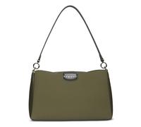 bugatti Leah Schultertasche M, Damen-Tasche aus Kunstleder mit zwei Schulterriemen, olive
