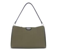 bugatti Leah Schultertasche L, Damen-Tasche aus Kunstleder mit zwei Schulterriemen, olive