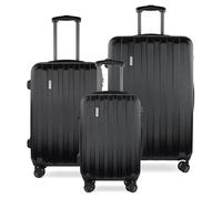 bugatti Lima 3er-Hartschalen Kofferset (S,M,L) 360° Doppelrollen, Schwarz | incl. Handgepäck-Trolley, Kabinengepäck, TSA-Zahlenschloss, Ultraleicht