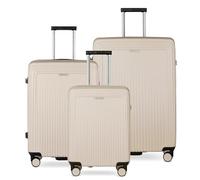 bugatti Linea 3er-Hartschalen-Kofferset S, M & L, robuster Reise-Trolley aus Polycarbonat, beige