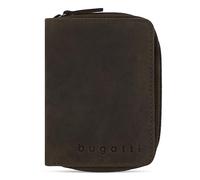 bugatti Luca Reißverschluss-Damenbörse aus Leder, Geldbörse mit RFID-Schutz Damen, braun