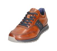 bugatti Herren Vollleder Businesslook Schriftzug an der Seite Sneaker, Cognac, 45 EU