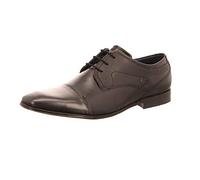 bugatti Business Halbschuh aus Leder, Derby mit Querkappe und eleganter Liniengestaltung, Schwarz, 40 EU