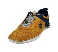 Bugatti Man Herren Schnürer – sportliche Sneaker mit Wechselfußbett – Gelb/Dunkelblau Gr. 44