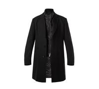 bugatti Mantel Herren Reverskragen Wolle schwarz, 56 (XXL)