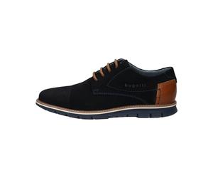 bugatti Modischer Suede Halbschuh Lace-up aus Obermaterial echt Nubuk und Glattleder, Dark Blue, 46 EU